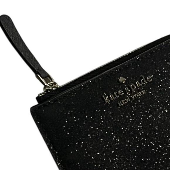 KATE SPADE Shimmy Glitter Black Small L-Zip Saffiano Leather Bifold Wallet - Picture 3 of 13